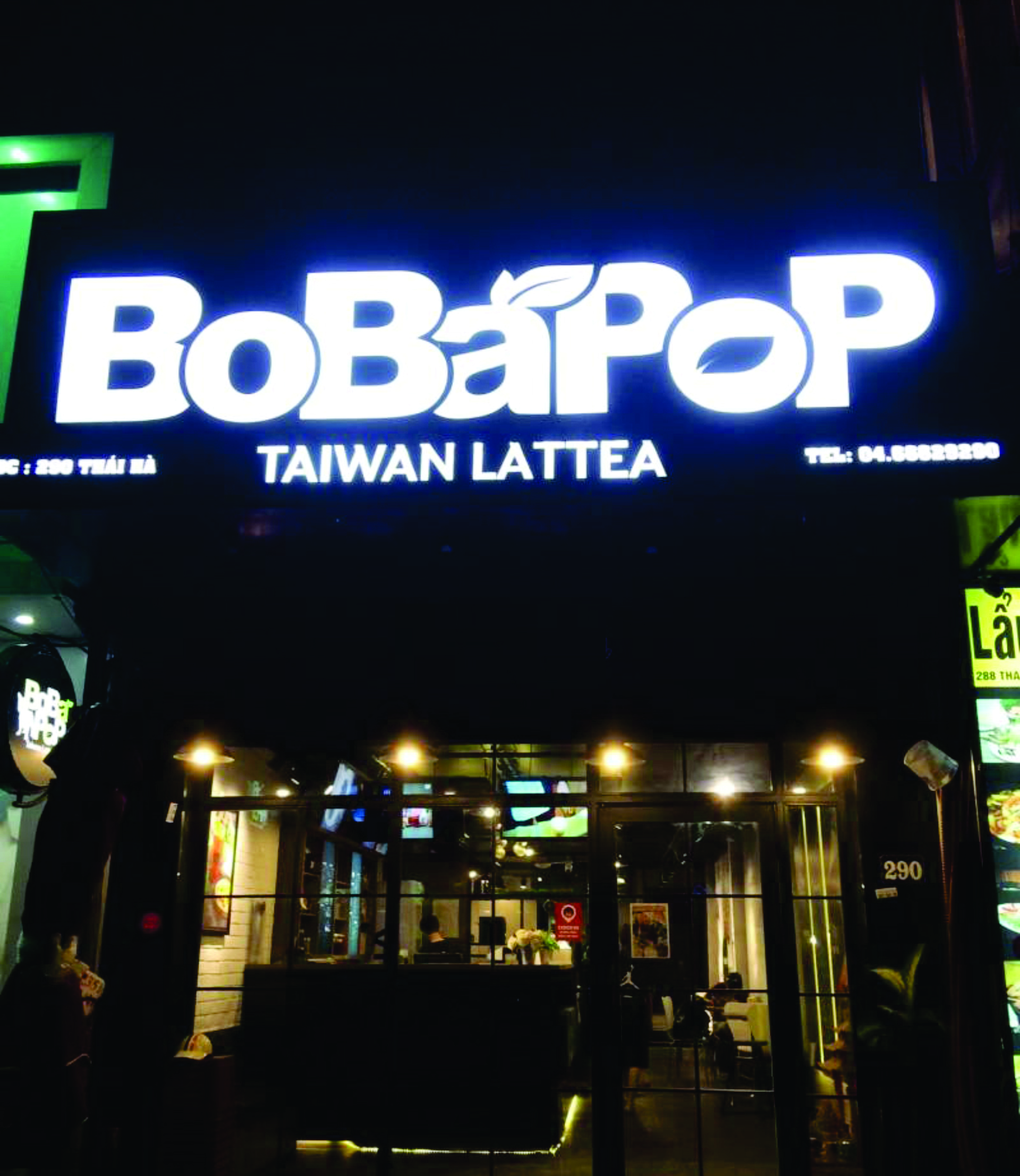 Làm biển quảng cáo quán trà sữa – Bobapop tại Thái Hà0